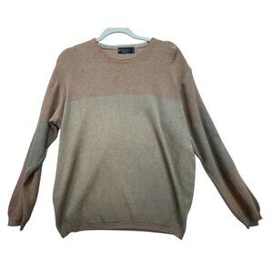Vintage Mascon Settebello Mens Pullover Knitted Sweater Beige Colorblock
